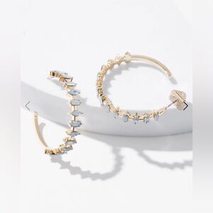 WHBM Gold & Blue Baguette Hoop Earrings